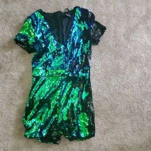 Women sparkly sequin romper jumpsuit